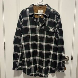 Legendary Whitetails Black and Green Plaid Casual Button Down Shirt